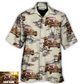 Vintage Car Deserted Island Palm Trees Custom Hawaiian Shirt For Beach Parties And Weekend Getaways