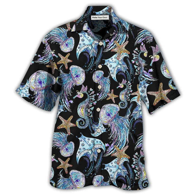 Ocean Wildlife Hawaiian Shirt For Resort Travel Summer Outings And Casual Gatherings