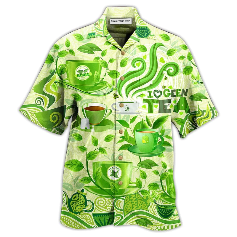 Green Tea Hawaiian Shirt For Beach Vacations Casual Parties And Warm Weather Style