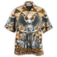 Bohemian Eagle American Man Strong Hawaiian Shirt Pattern Detail For Vacation Travel And Daily Wear