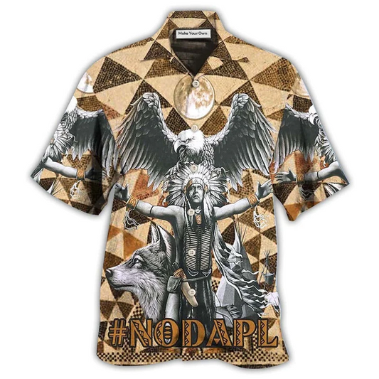 Bohemian Eagle American Man Strong Hawaiian Shirt Pattern Detail For Vacation Travel And Daily Wear