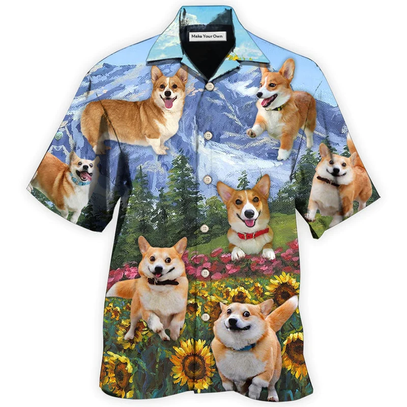 Floral Corgi Hawaiian Shirt For Coastal Adventures Summer Events And Everyday Comfort