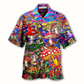 Bohemian Happy Mushroom Together Hawaiian Shirt Pattern Detail For Vacation Travel And Daily Wear