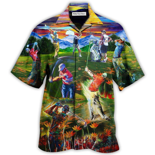 Golf Swing Hawaiian Shirt Design View For Casual Summer Styling