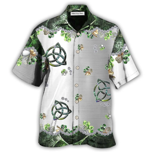 Irish Clover Metal Hawaiian Shirt Design View For Casual Summer Styling