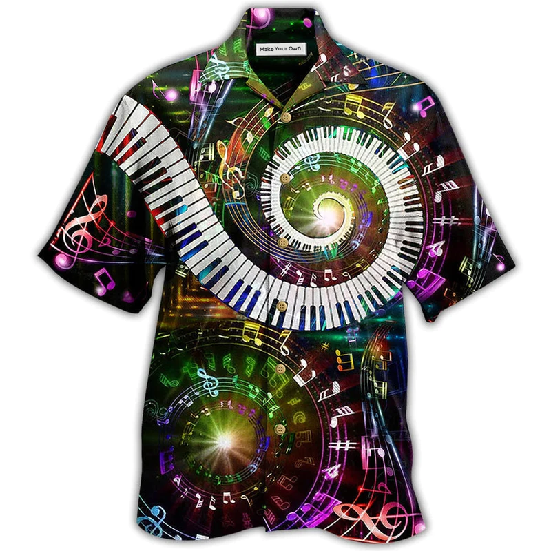 Piano Music Fingers Keys Hawaiian Shirt Artwork View For Coastal Escapes And Resort Style