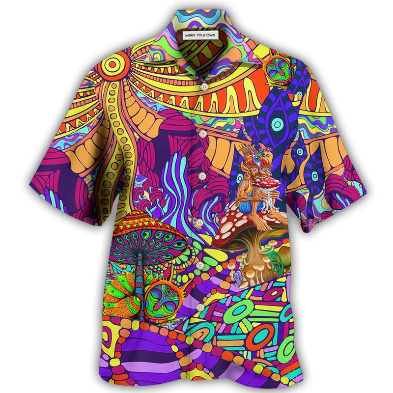 Colorful Hippie Peace Hawaiian Shirt For Tropical Getaways Outdoor Fun And Everyday Wear