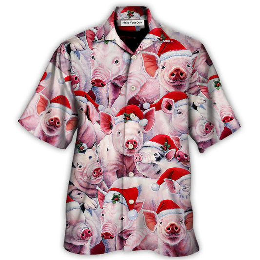 Funny Christmas Piggies Hawaiian Shirt For Poolside Relaxation And Sunny Getaways