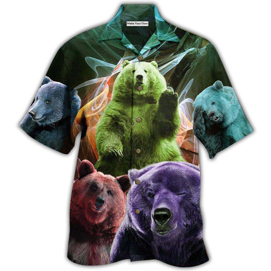Neon Bear Ligh Hawaiian Shirt Artwork View For Coastal Escapes And Resort Style