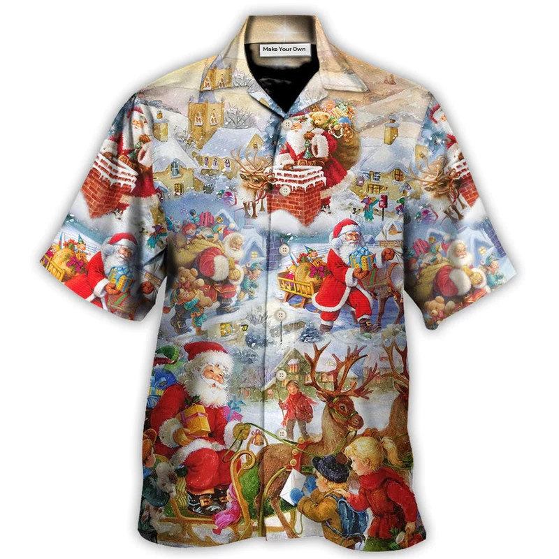 Festive Christmas Holly Jolly Hawaiian Shirt Design View For Resort Travel And Thoughtful Gifting