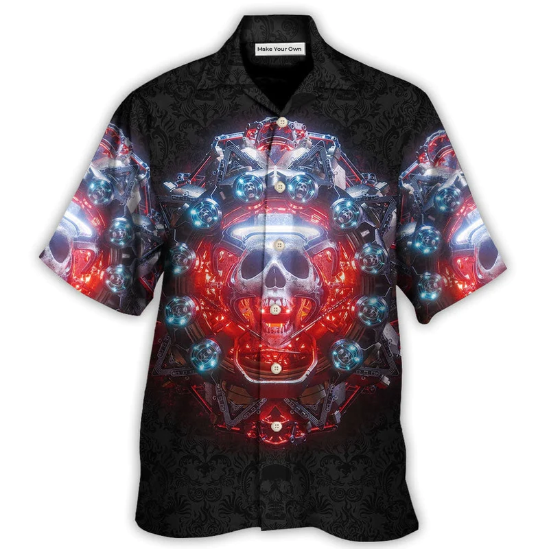 Electric Dreamy Skull Die Hawaiian Shirt Design Detail For Beach Days And Holiday Travel