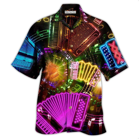 Accordion Hawaiian Shirt For Summer Travel Coastal Events And Thoughtful Gift Giving