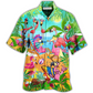Flamingo Flocked Hawaiian Shirt For Resort Getaways And Comfortable Summer Activities