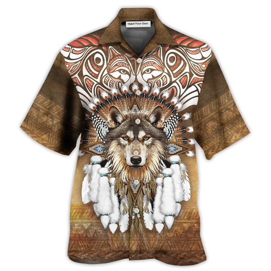 Bohemian Wolf Feather King Hawaiian Shirt For Summer Vacation And Beach Travel