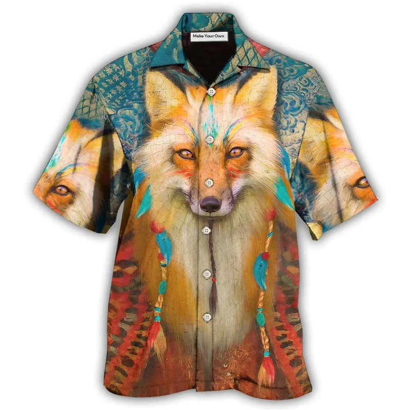 Bohemian Wolf Peace Hawaiian Shirt Artwork View For Coastal Escapes And Resort Style