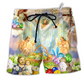 Jesus Happy Easter Color Hawaiian Print Beach Shorts For Reflective Outdoor Style