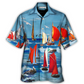 Colorful Blue Yacht Hawaiian Shirt For Tropical Getaways Outdoor Fun And Everyday Wear