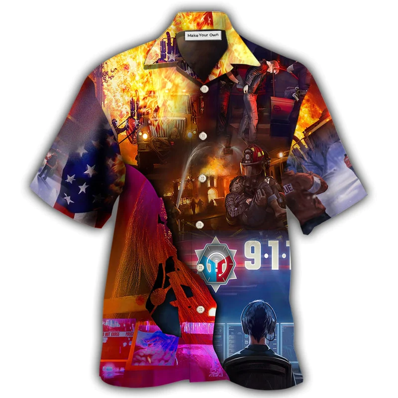 Firefighter Hawaiian Shirt For Tropical Holiday Resort Parties And Everyday Style
