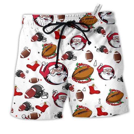 Christmas Americana Football Santa Beach Shorts For Resort Getaways And Everyday Comfort