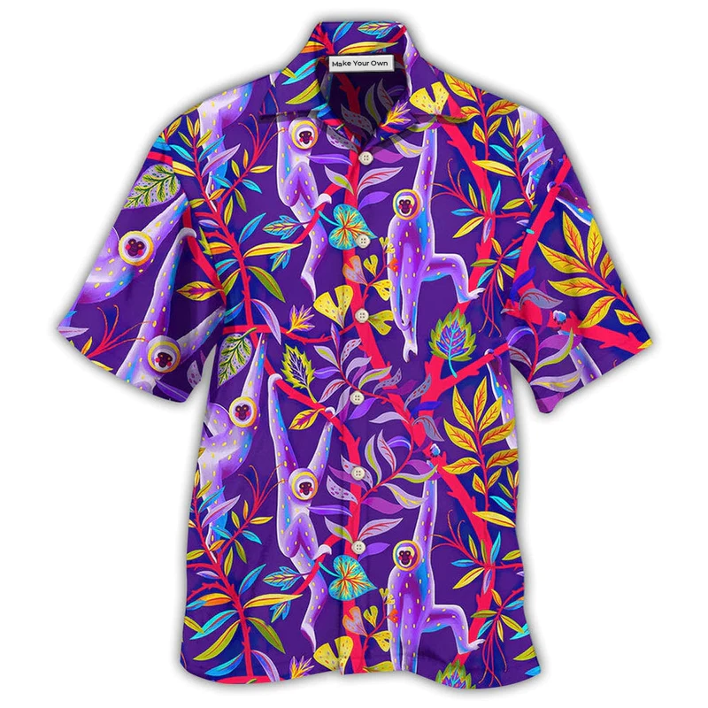Colorful Monkey Hawaiian Shirt For Island Holidays Summer Parties And Casual Outdoor Wear