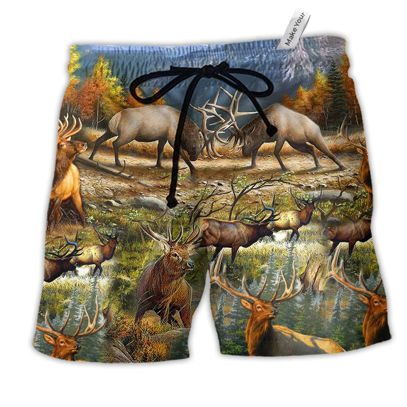 Hunting Love Life Nice Scenery Hawaiian Print Beach Shorts For Beach Days And Outdoor Activities