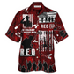 Red Veteran Friday Boots Hawaiian Shirt For Resort Getaways And Comfortable Summer Activities