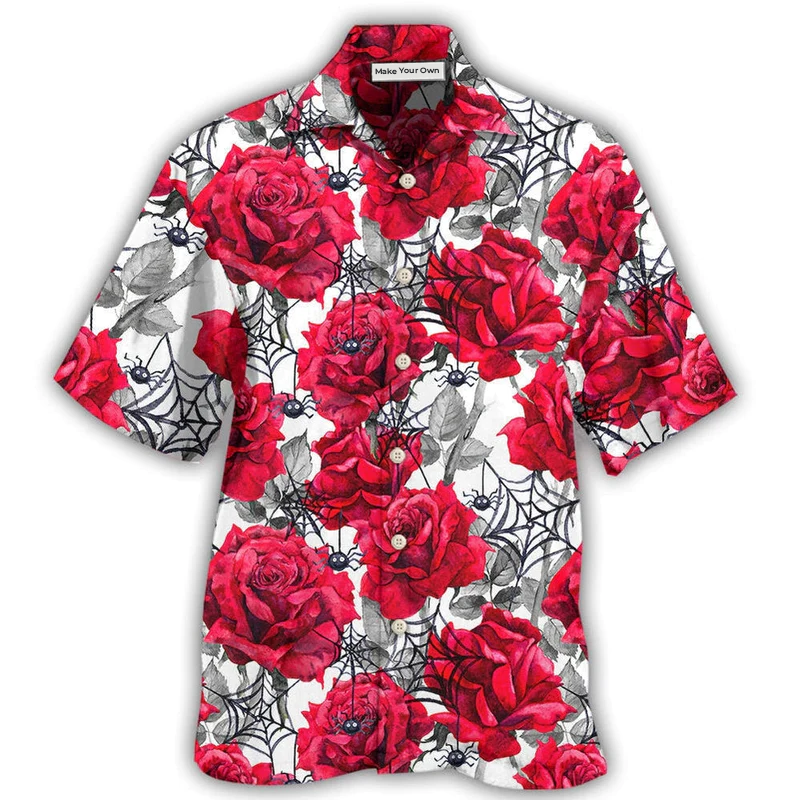 Rose Spider Hawaiian Shirt For Island Trips Summer Gatherings And Comfortable Daily Wear