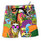 Hippie Peace Colorful Skull Beach Shorts For Weekend Travel And Leisure And Relaxation