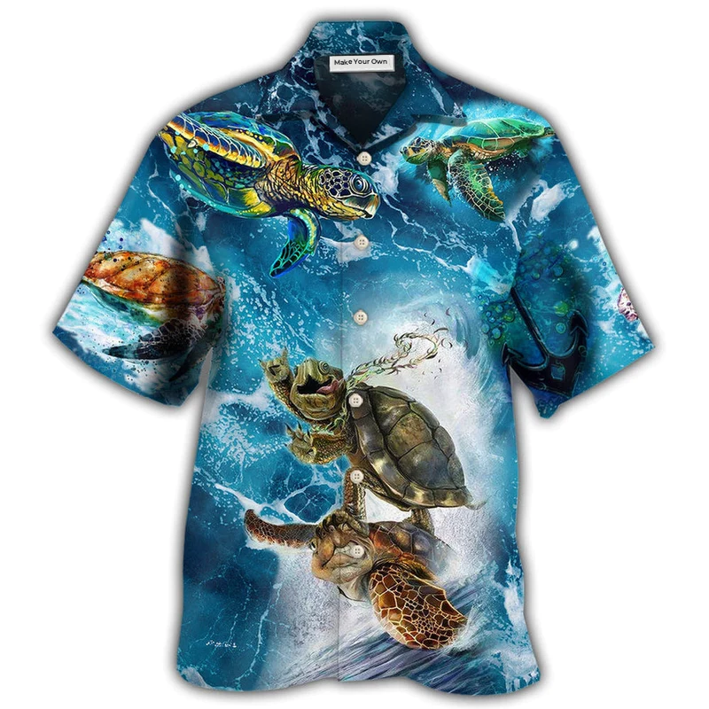 Turtle Swimming Sea Hawaiian Shirt For Coastal Adventures And Warm Weather Wear