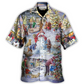 Christmas Holiday Santa Hawaiian Shirt Summer Design Detail For Vacation Style
