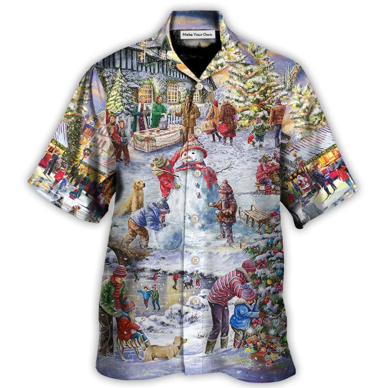 Christmas Holiday Santa Hawaiian Shirt Summer Design Detail For Vacation Style