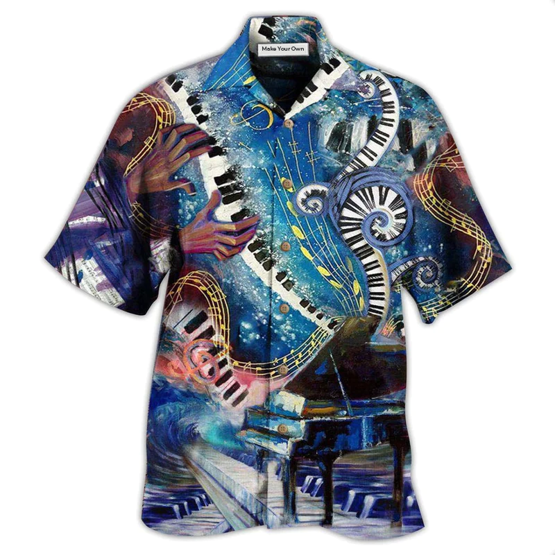 Piano Music Happiness Playing Hawaiian Shirt Design View For Resort Travel And Thoughtful Gifting