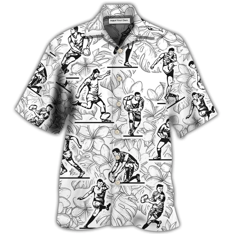 Tropical Rugby Leaf Ball Games Hawaiian Shirt For Vacation Days And Relaxed Coastal Outings