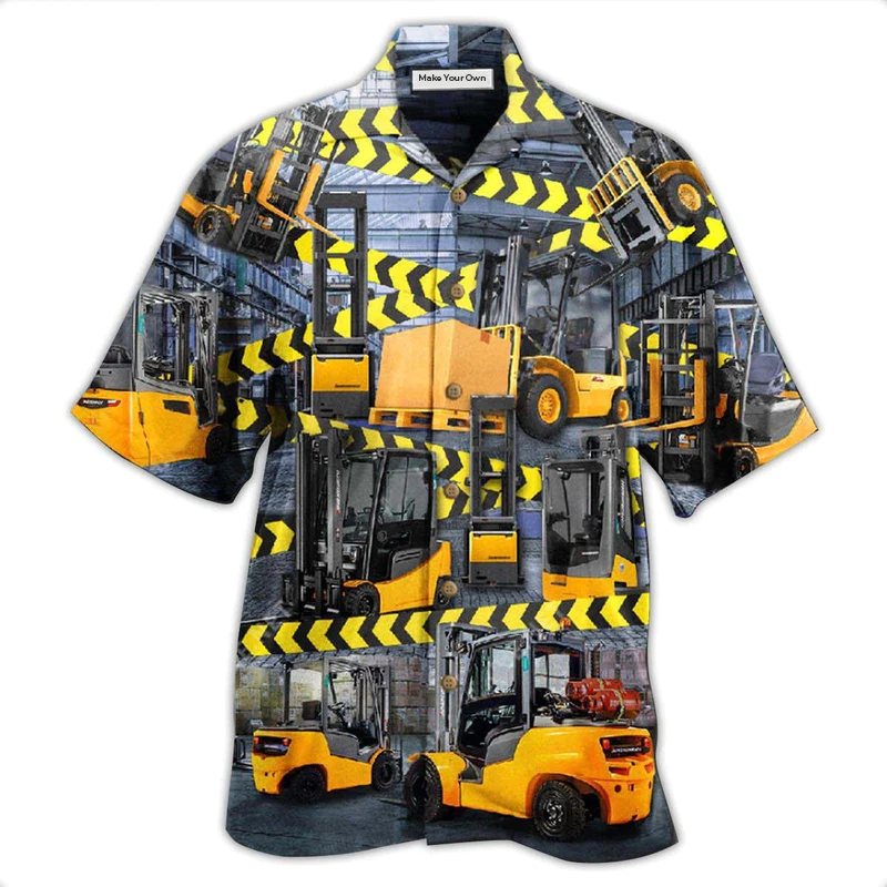 Yellow Truck Careful Klift Trucks Hawaiian Shirt Design View For Casual Summer Styling