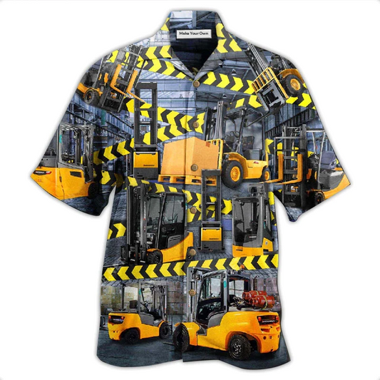 Yellow Truck Careful Klift Trucks Hawaiian Shirt Design View For Casual Summer Styling