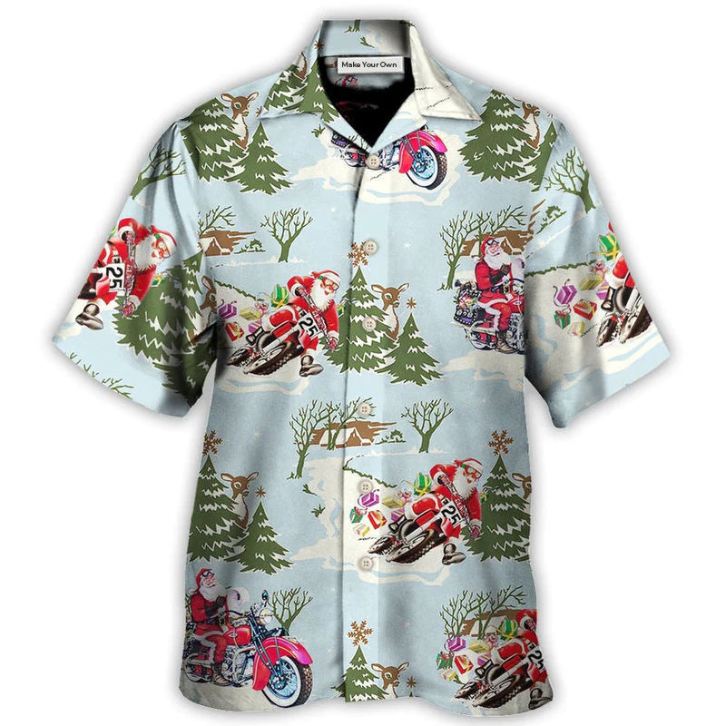 Christmas Santa Driving Snow Forest Hawaiian Shirt For Poolside Relaxation And Sunny Getaways