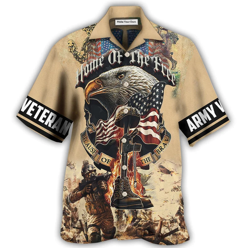 Veteran Army American Home Free Brave Hawaiian Shirt For Resort Getaways And Comfortable Summer Activities
