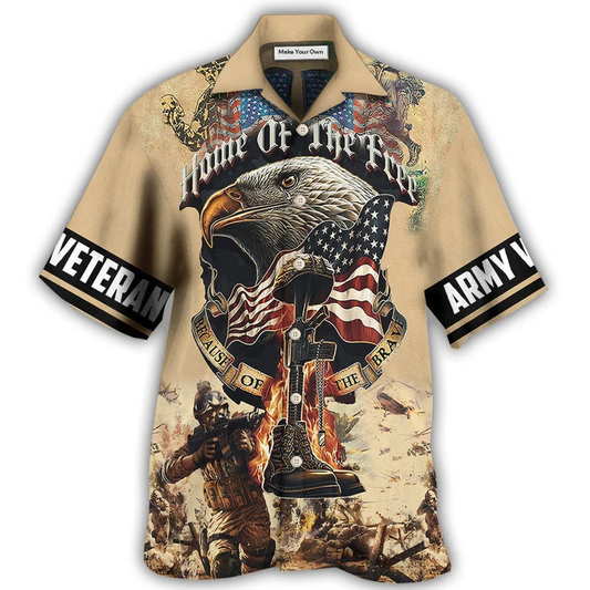 Veteran Army American Home Free Brave Hawaiian Shirt For Resort Getaways And Comfortable Summer Activities