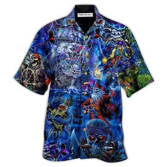 Nautical Pirate Captain Hawaiian Shirt Pattern View For Relaxed Warm Weather Outfits