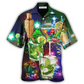 Festive Cocktail Christmas Hawaiian Shirt Artwork Detail For Resort Trips And Outdoor Activities