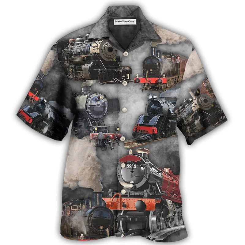 Mystical Train Land Hawaiian Shirt Pattern Detail For Vacation Travel And Daily Wear