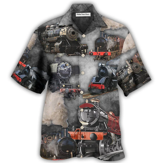 Mystical Train Land Hawaiian Shirt Pattern Detail For Vacation Travel And Daily Wear