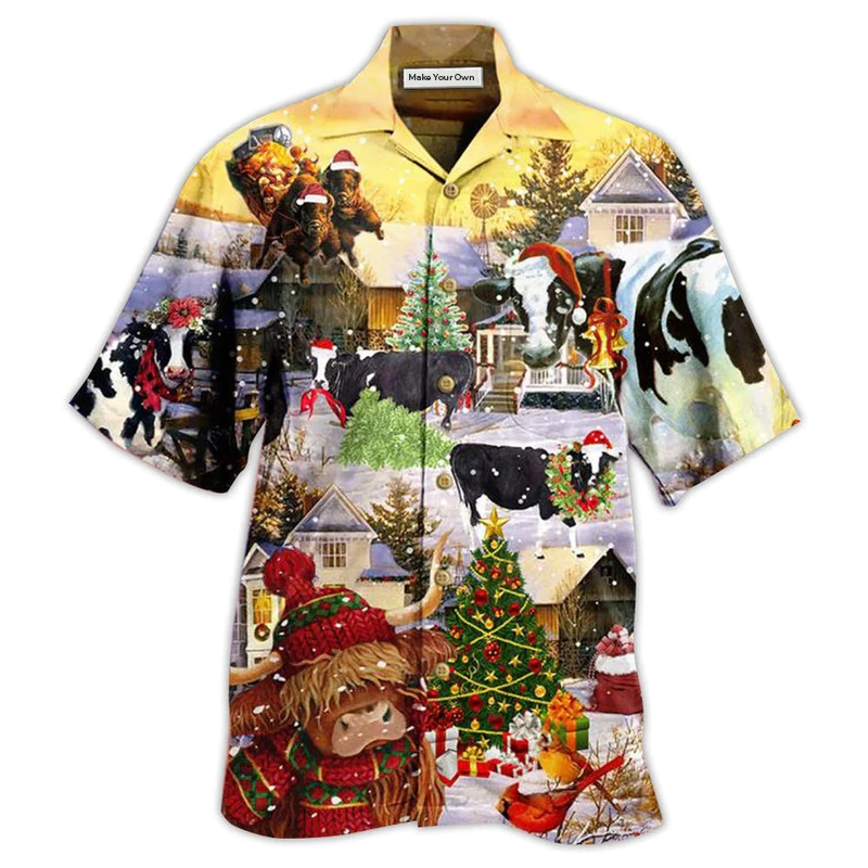 Cow Christmas Animals Hawaiian Shirt For Poolside Relaxation And Sunny Getaways
