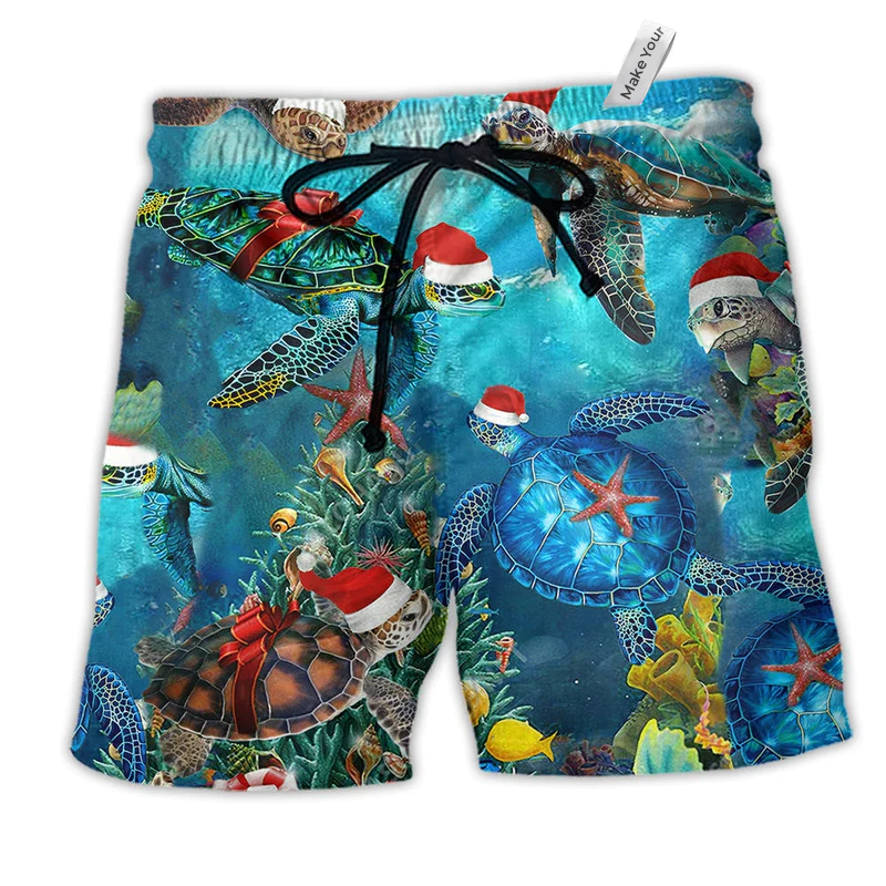 Christmas Ocean Turtle Beach Shorts For Warm Weather Outings And Leisure And Relaxation