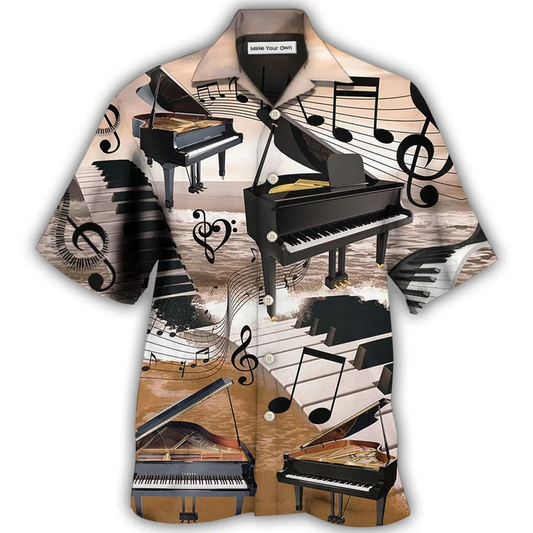 Piano Hawaiian Shirt For Summer Events And Casual Outdoor Wear