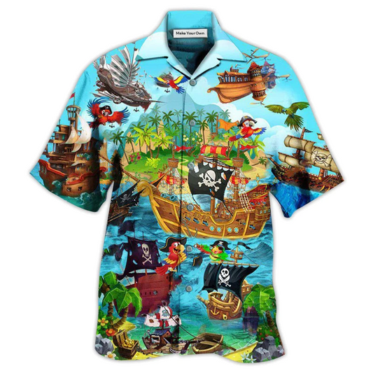 Nautical Pirate Hawaiian Shirt For Resort Getaways And Comfortable Summer Activities