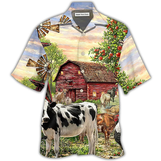 Peaceful Cow Farm Hawaiian Shirt Design Detail For Sunny Adventures And Casual Wear