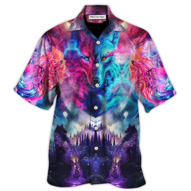 Colorful Wolf Hawaiian Shirt For Coastal Trips Outdoor Events And Relaxed Summer Wear