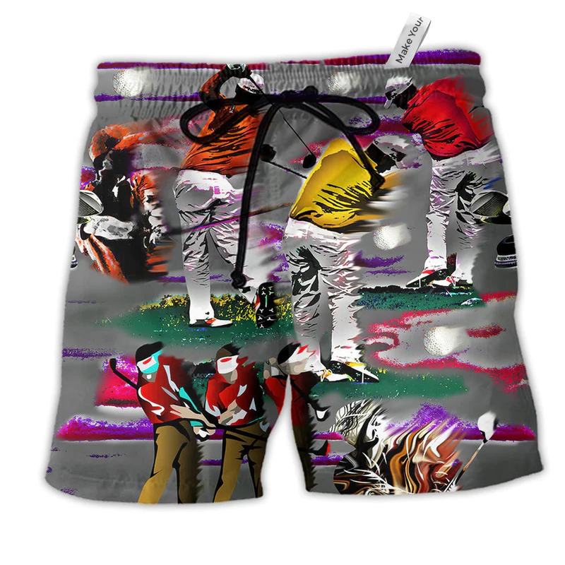 Golf Life Is A Game But Golfis Serious Color Beach Shorts For Sports Fan Vacation Wear