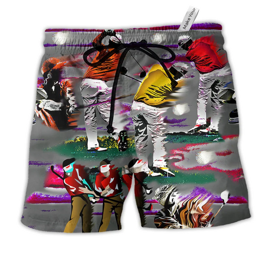 Golf Life Is A Game But Golfis Serious Color Beach Shorts For Sports Fan Vacation Wear